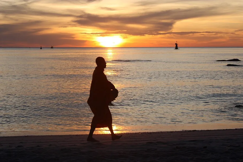 hua hin, thailand, prachuap khiri khan, travel, nature, monk, hua hin beach, alms, the gulf of th...
